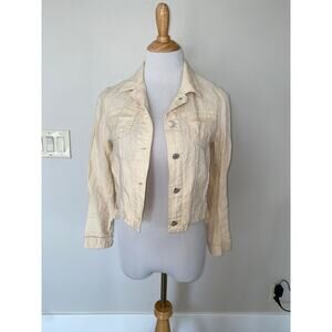 Van Hassels Jacket Linen Yellow Lagenlook Crop Deconstructed Seams Size XS/S